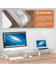 Soporte Doble para Monitor Hemudu HD02T-301, Vidrio Templado 2