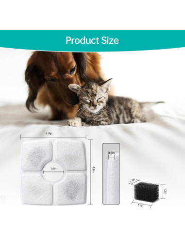 Reemplazo Filtro de Agua para Gatos SgurFin 4 Paquetes 2.5L