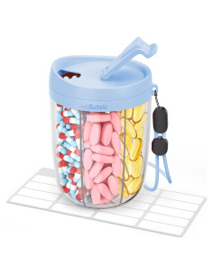 Dispensador de pastillas grande AMOOS azul 6 compartimentos