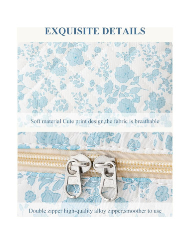 Bolsa de Maquillaje Acolchada HBselect 2Pcs Floral Azul