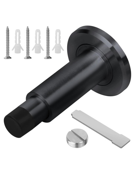 Tope de puerta ajustable Hommyzone acero inoxidable 304 negro