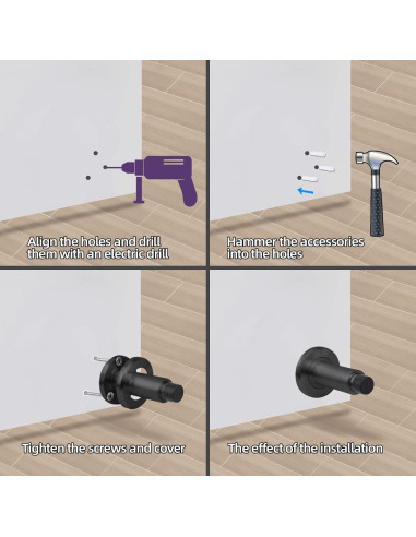 Tope de puerta ajustable Hommyzone acero inoxidable 304 negro