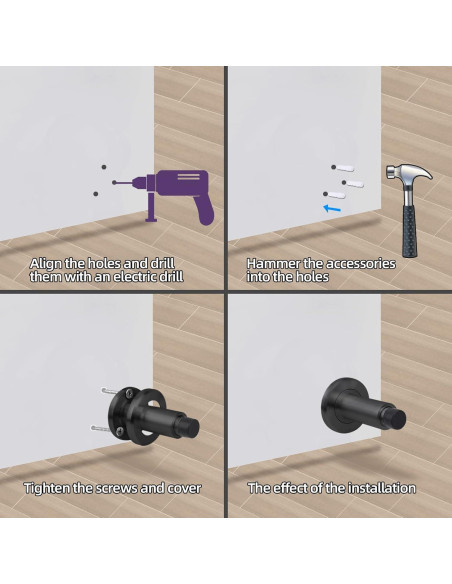 Tope de puerta ajustable Hommyzone acero inoxidable 304 negro