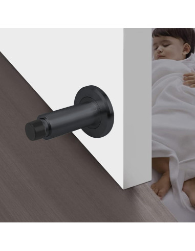 Tope de puerta ajustable Hommyzone acero inoxidable 304 negro