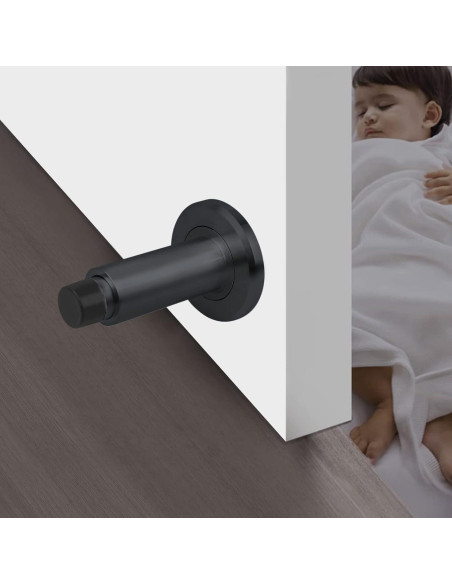 Tope de puerta ajustable Hommyzone acero inoxidable 304 negro