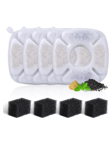 Juego de 4 Filtros y Esponjas BFLICROY para Fuente de Mascotas