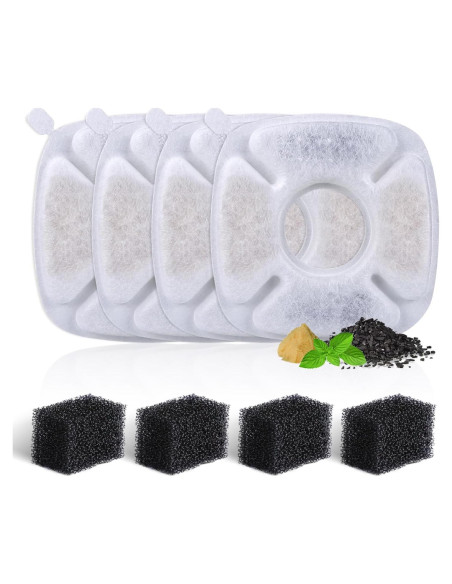 Juego de 4 Filtros y Esponjas BFLICROY para Fuente de Mascotas