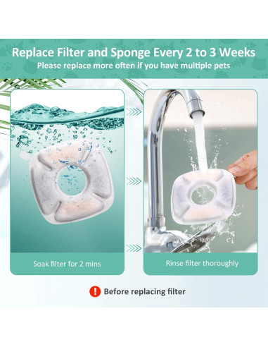 Juego de 4 Filtros y Esponjas BFLICROY para Fuente de Mascotas