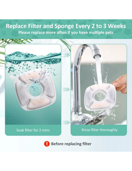 Juego de 4 Filtros y Esponjas BFLICROY para Fuente de Mascotas