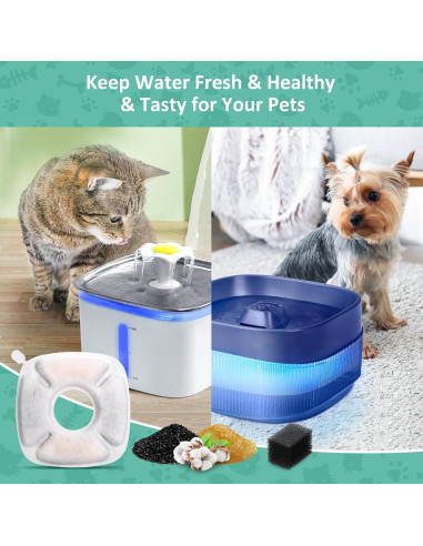 Juego de 4 Filtros y Esponjas BFLICROY para Fuente de Mascotas