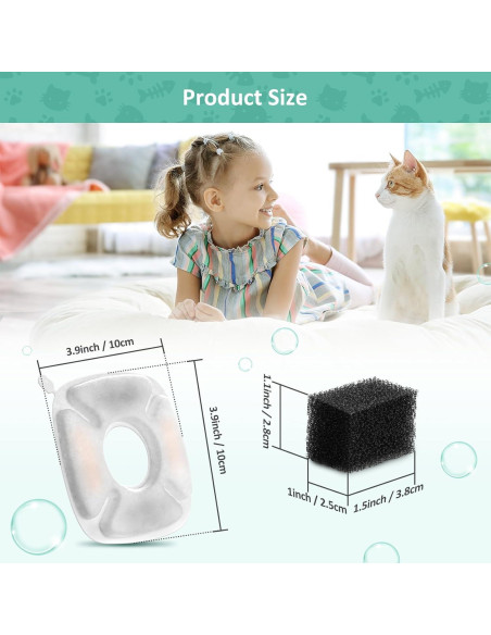 Juego de 4 Filtros y Esponjas BFLICROY para Fuente de Mascotas