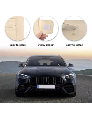 Organizador de Visera de Coche Dickno de Cuero Beige Multifuncional
