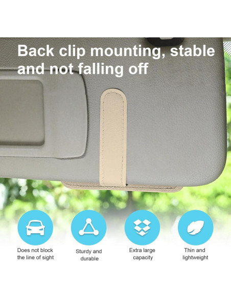 Organizador de Visera de Coche Dickno de Cuero Beige Multifuncional