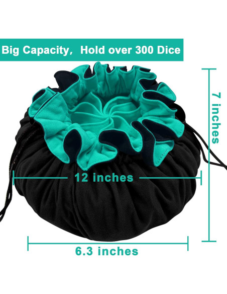 Bolsa Grande para Dados SIQUK 300 Dados Negro y Cian