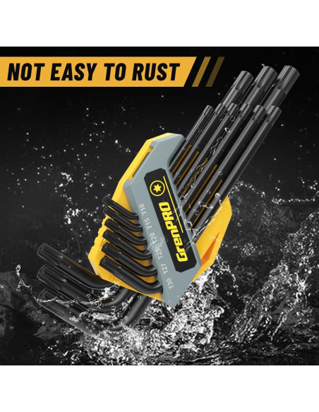 Juego de Llaves Torx 9 Piezas GRENPRO T10-T50 Acero CR-V