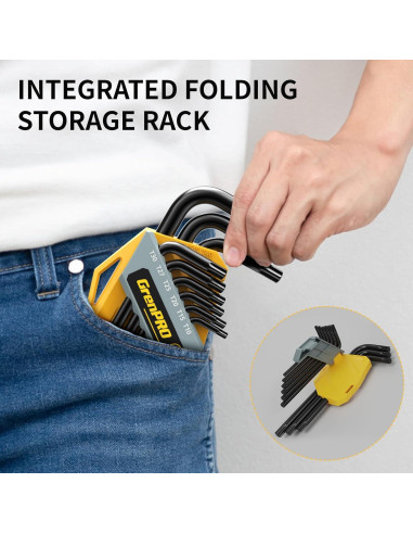 Juego de Llaves Torx 9 Piezas GRENPRO T10-T50 Acero CR-V