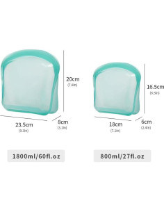 Set de 2 Bolsas de Silicona Reutilizables OTB Aqua 1800ml y 800ml 2