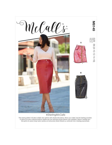 Kit de Patrones de Costura McCall's M8149 para Falda Lápiz Tallas 8-16