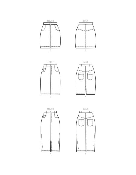 Kit de Patrones de Costura McCall's M8149 para Falda Lápiz Tallas 8-16
