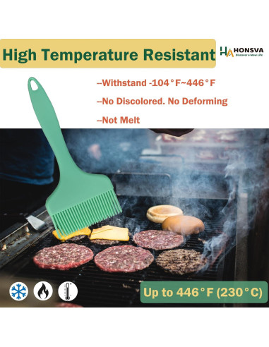 Brocha de Silicona Honsva 21.6 cm Resistente al Calor Verde Menta