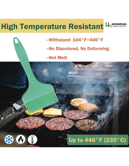 Brocha de Silicona Honsva 21.6 cm Resistente al Calor Verde Menta