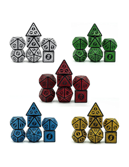 5 Juegos de Dados Poliedricos Poludie con Bolsa de Cuero 5 Juegos de Dados Poliedricos Poludie con Bolsa de Cuero