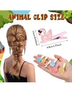 30 Clips de Pelo Mini Animales Brillantes Luinabio 2