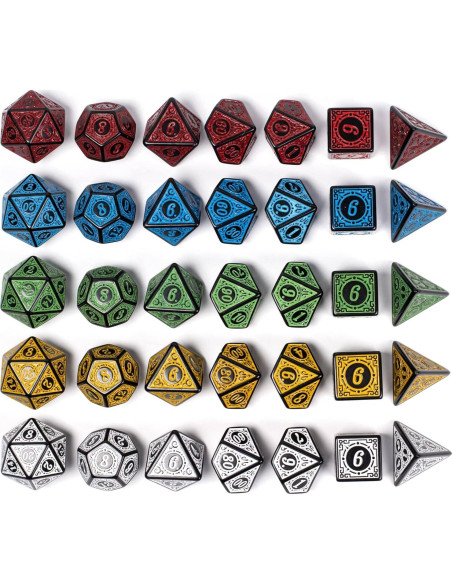 5 Juegos de Dados Poliedricos Poludie con Bolsa de Cuero 5 Juegos de Dados Poliedricos Poludie con Bolsa de Cuero