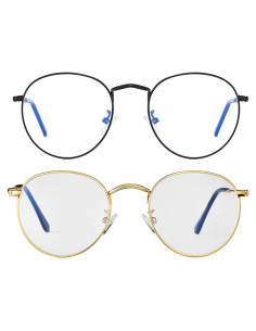 Gafas Redondas Bloqueadoras de Luz Azul HJSTES - Metal Retro