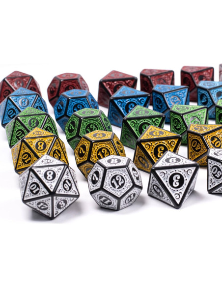 5 Juegos de Dados Poliedricos Poludie con Bolsa de Cuero 5 Juegos de Dados Poliedricos Poludie con Bolsa de Cuero