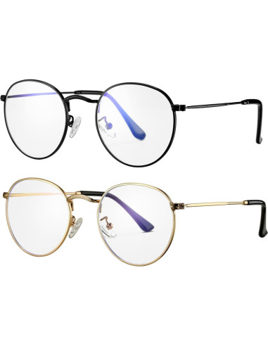 Gafas Redondas Bloqueadoras de Luz Azul HJSTES - Metal Retro
