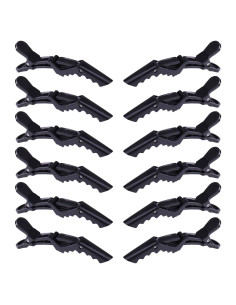 Clips de Pelo de Cocodrilo GLAMFIELDS 12 Pcs Negros Antideslizantes