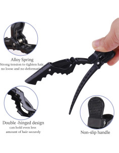 Clips de Pelo de Cocodrilo GLAMFIELDS 12 Pcs Negros Antideslizantes 2