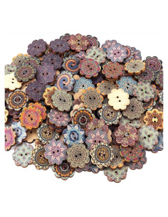 100 Botones de Madera Vintage AMASSIVEROCK para Manualidades