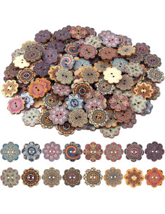 100 Botones de Madera Vintage AMASSIVEROCK para Manualidades 2