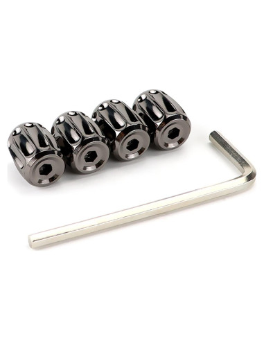 4 Tapones de Válvula de Neumático AVERZELLA Hexagonales Negros