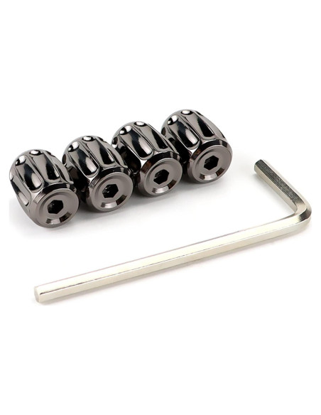 4 Tapones de Válvula de Neumático AVERZELLA Hexagonales Negros