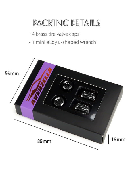 4 Tapones de Válvula de Neumático AVERZELLA Hexagonales Negros