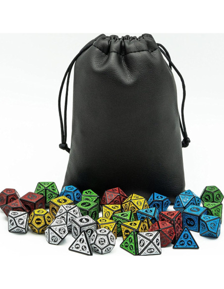 5 Juegos de Dados Poliedricos Poludie con Bolsa de Cuero 5 Juegos de Dados Poliedricos Poludie con Bolsa de Cuero