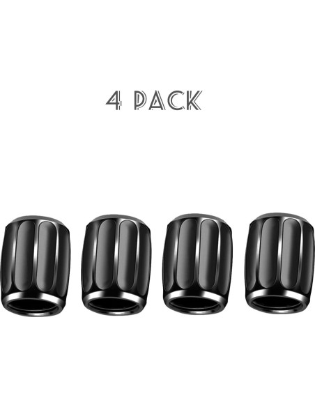 4 Tapones de Válvula de Neumático AVERZELLA Hexagonales Negros