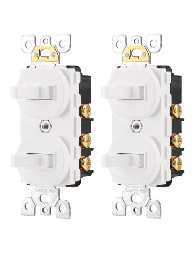 Interruptor de Luz Doble Palanca Wengart 15A 120V Paquete 2