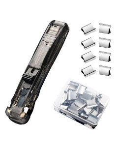 Grapadora de Empuje DSBGKJI con 50 Clips Reutilizables - Negro
