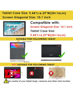 Funda de Silicona DETUOSI para Tableta 10.1" con Correa y Lápiz 2