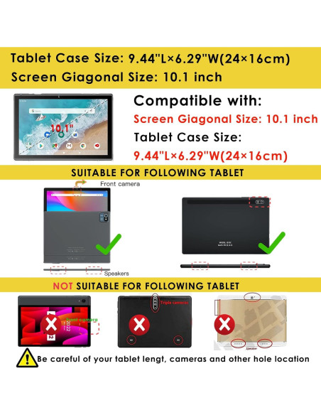 Funda de Silicona DETUOSI para Tableta 10.1" con Correa y Lápiz