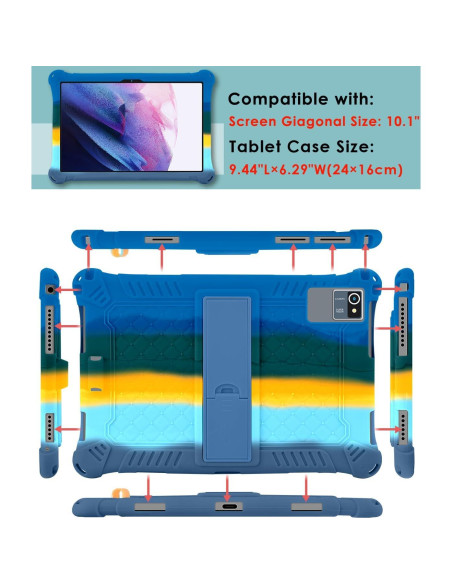 Funda de Silicona DETUOSI para Tableta 10.1" con Correa y Lápiz