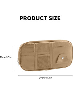 Organizador de Visera de Coche Honibaoto Beige con Múltiples Bolsillos 2
