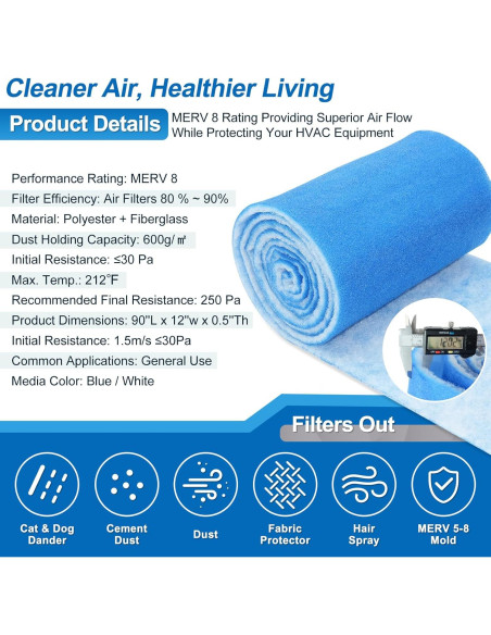 Filtros de Ventilación UCINNOVATE MERV 8 12x90 cm Rollo 66 Ganchos Filtros de Ventilación UCINNOVATE MERV 8 12x90 cm Rollo 66 Ganchos