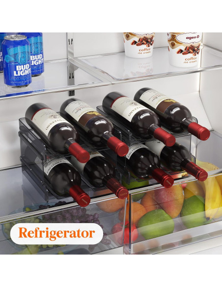 Soporte Apilable para 8 Botellas de Vino Lifewit Negro