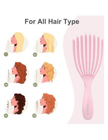 Cepillo Desenredante SHINLEA para Cabello Rizado - Rosa
