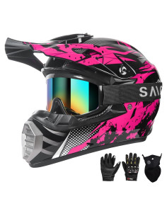 Casco de Motocross CUTEY 125JD para Niños Rosa Pequeño